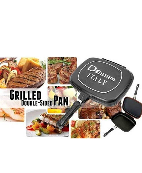 Dessini Double Grill Pan 36cm With Extra Rubber Seal and Magnetic Lock System