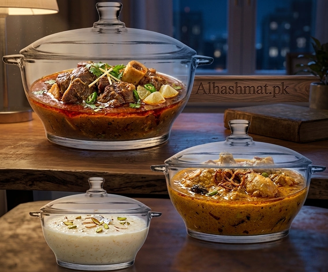 Casserole 3PCS Glass (Donga) Set Of Large,  Medium, & Small