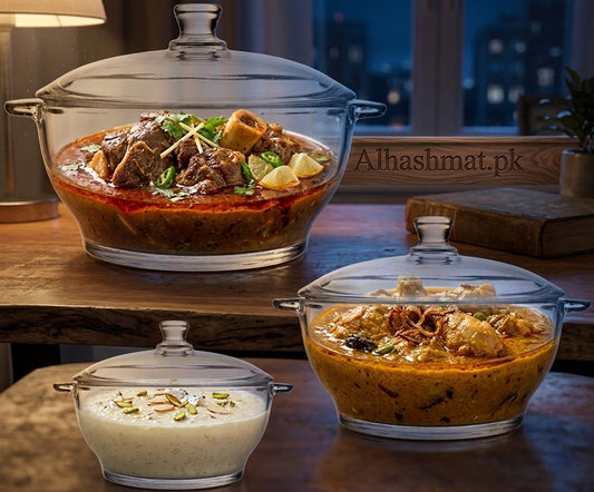 Casserole 3PCS Glass (Donga) Set Of Large,  Medium, & Small