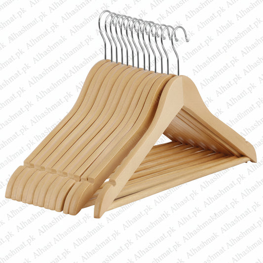 Wooden Clothes Hanging Hangers Set Of 10 PCS