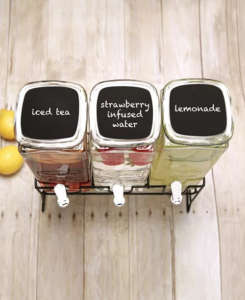 Triple Juice, Cocktail Dispenser With Metal Stand