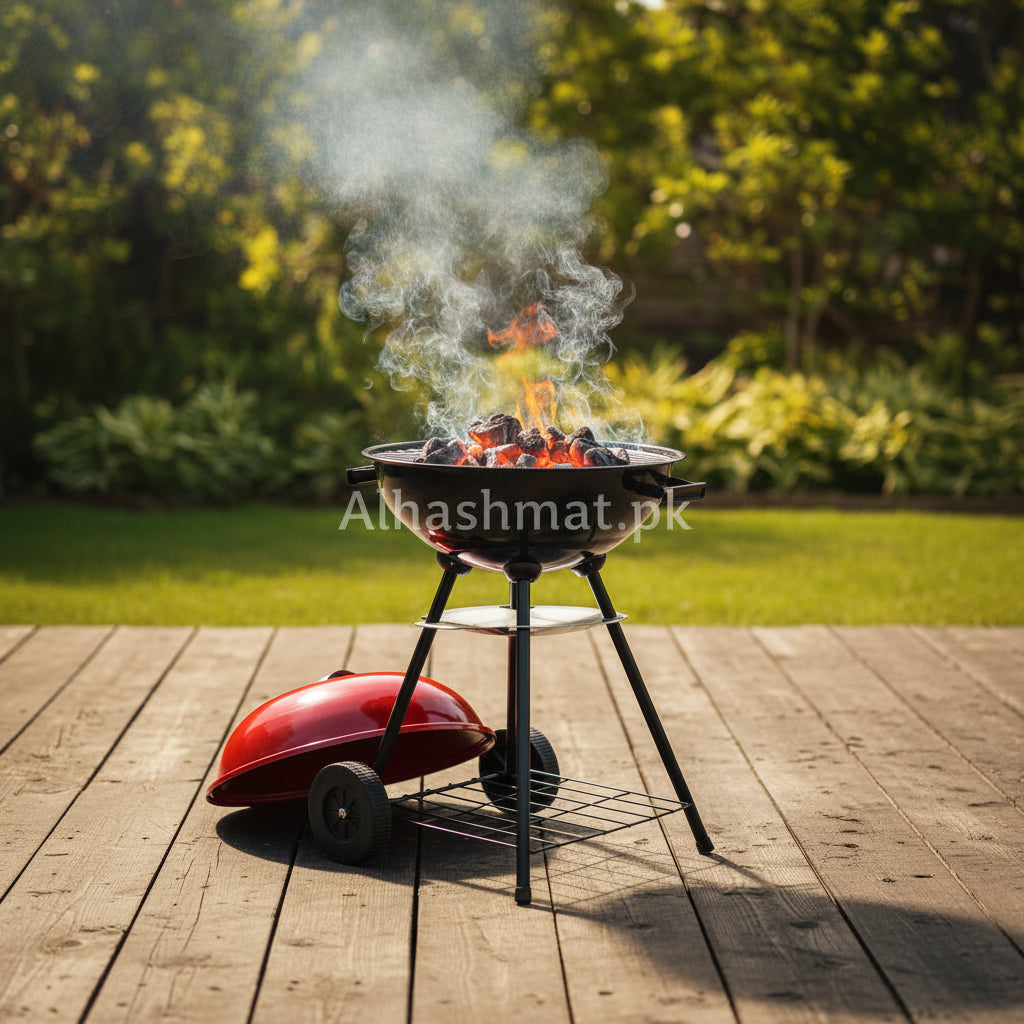 Outdoor BBQ Grill With Wheels