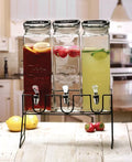 Triple Juice, Cocktail Dispenser With Metal Stand