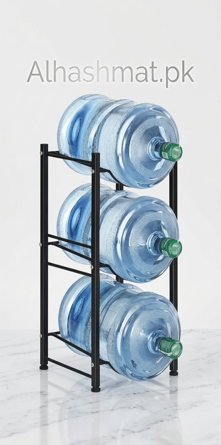 3-Tier Vertical Water Bottle Organizer - Sturdy Metal Design for 5-Gallon