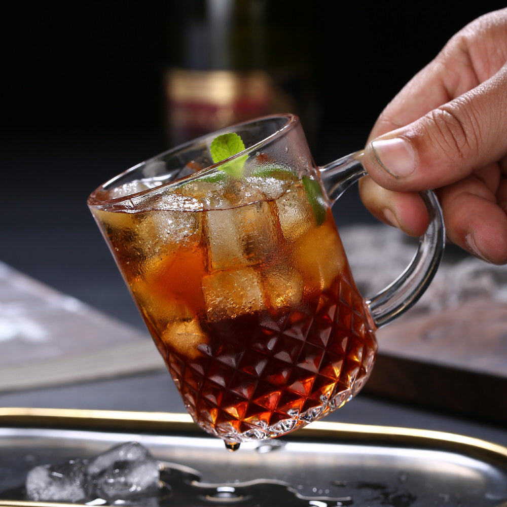 Textured Glass Tea Cup, Mug 220ML Set Of 6 Pieces