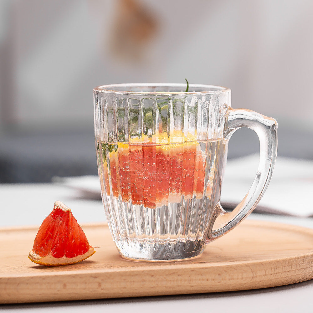 Textured Glass Tea, Coffee Cup 230ML 6 Pieces