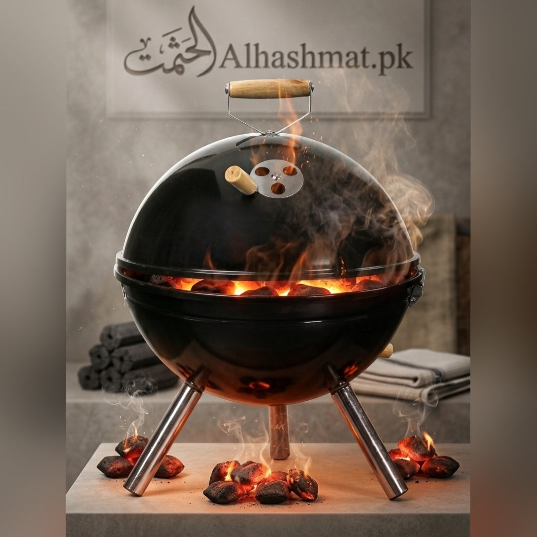 Football Style Charcoal Outdoor BBQ Grill