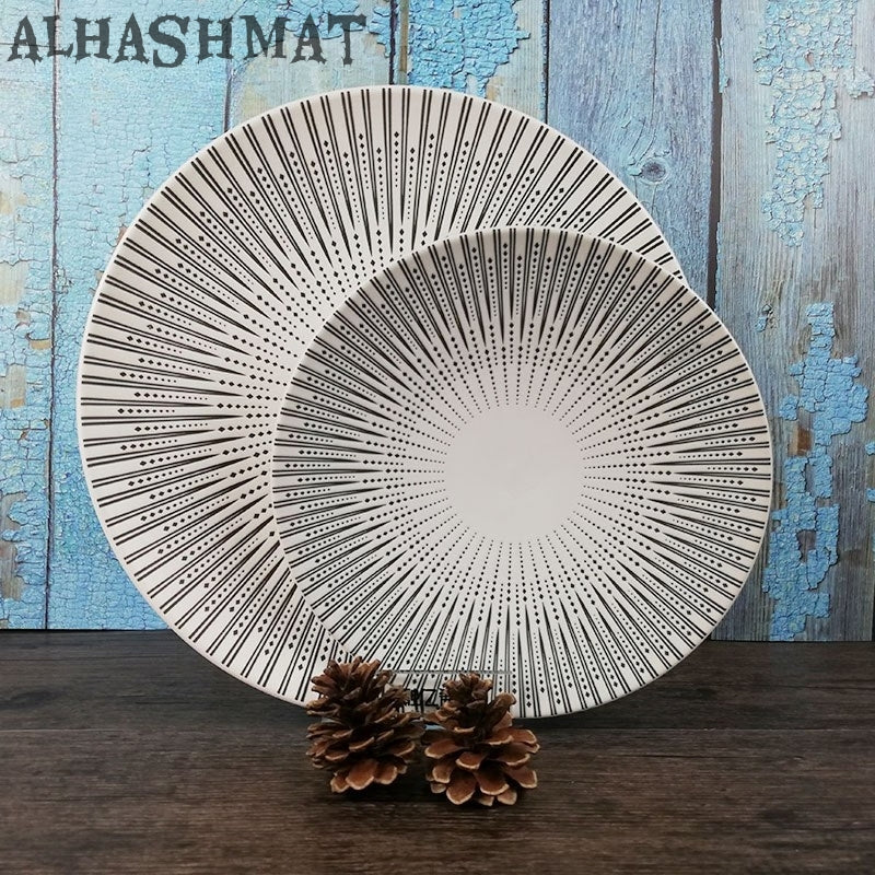 Premium Porcelain White lining design Dinner Plate