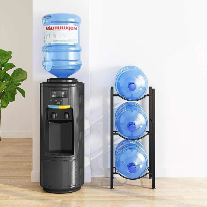 3-Tier Vertical Water Bottle Organizer - Sturdy Metal Design for 5-Gallon