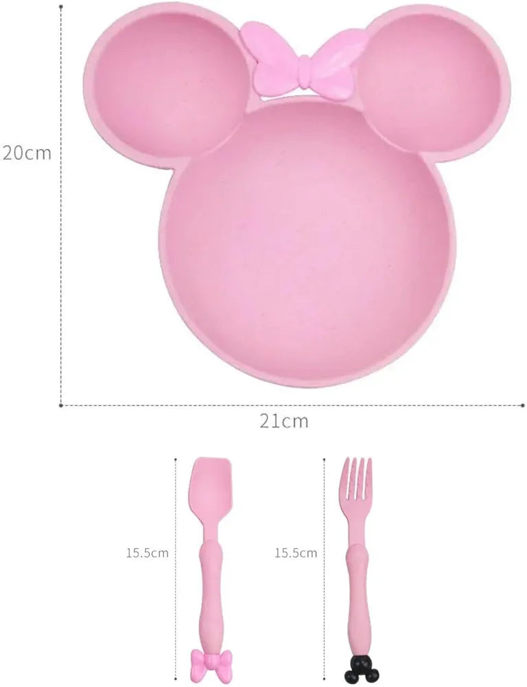 Mickey Mouse Plate With Spoon & Fork