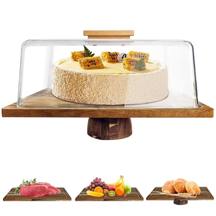 Rectangle Cake Stand with Acrylic Dome