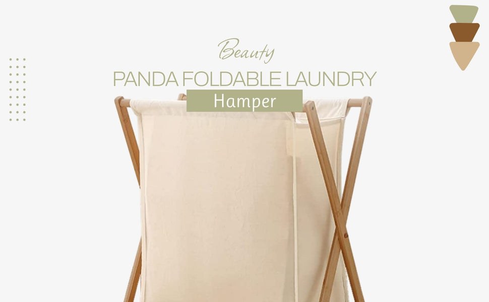 Bamboo X Frame Laundry Hamper - Beige