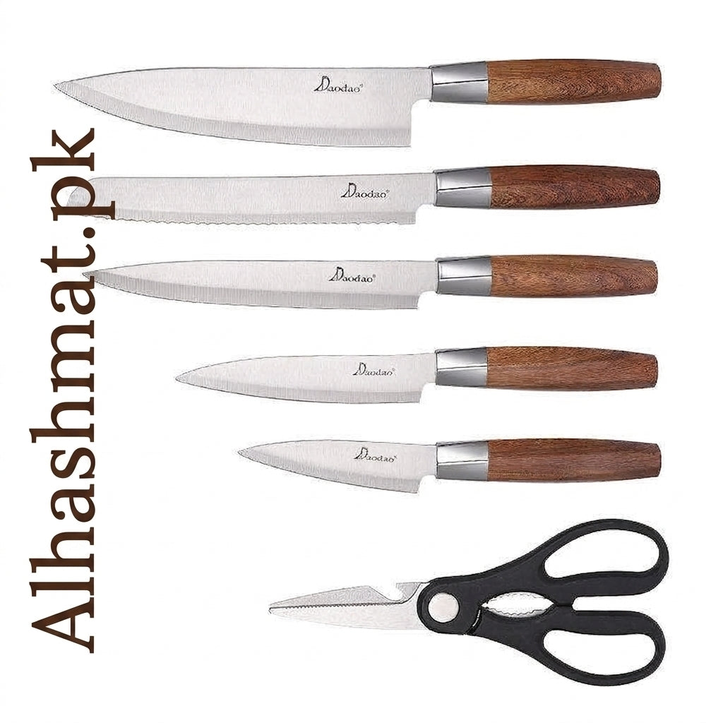 Marble Design Kitchen Knife Set - Black