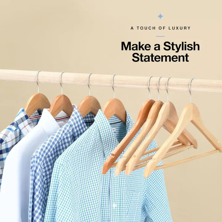 Wooden Clothes Hanging Hangers Set Of 10 PCS