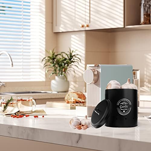 Premium Metal Set Of (3) Potato Canister (Black)