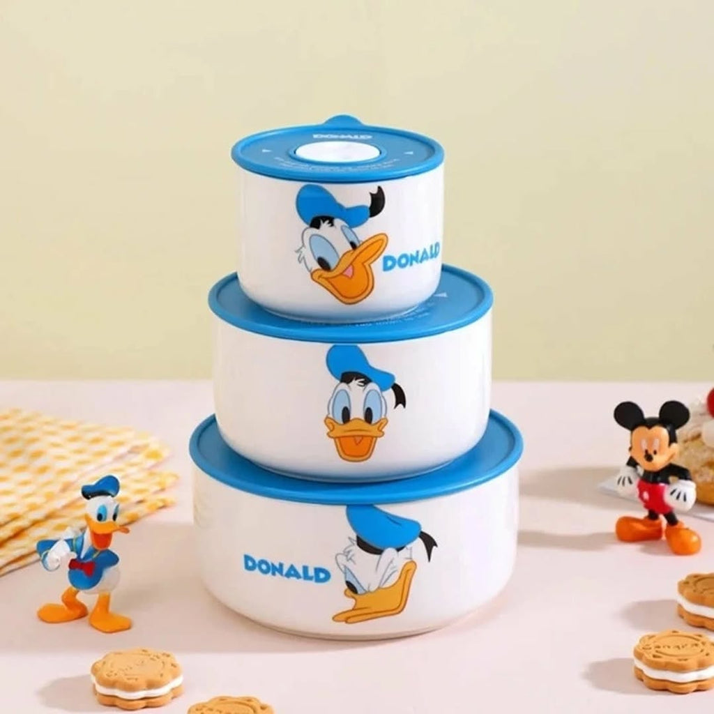 Walt Disney Mickey and Friends Original 3 PCS Ceramic Food Storage Bowls