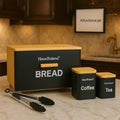 Haus Roland Breadbox With Coffee Tea Jars & Tong