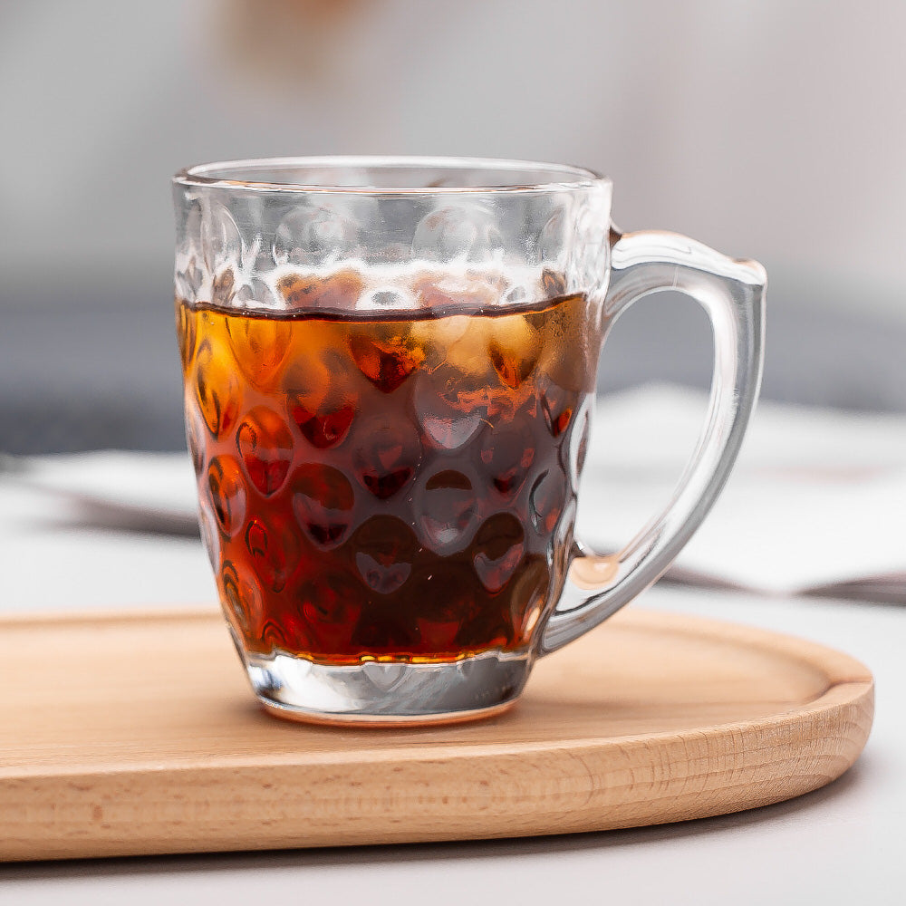 Textured Glass Tea Coffee Cup 230ML 6 Pieces