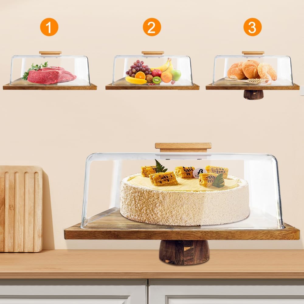 Rectangle Cake Stand with Acrylic Dome