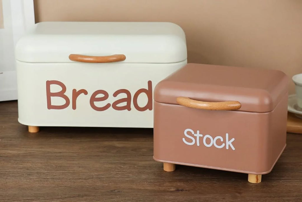 Set of 2 Kitchen Storage Bread Box Containers