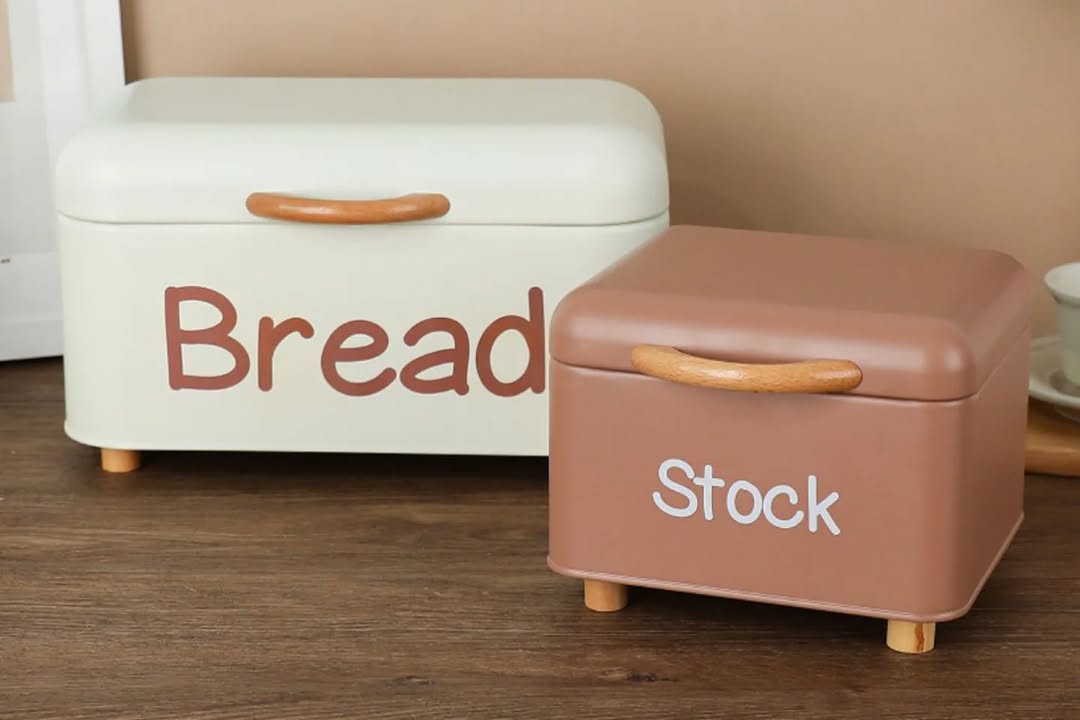 Set of 2 Kitchen Storage Bread Box Containers