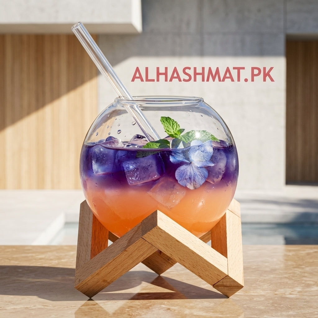Cocktail Glass With Wooden Stand