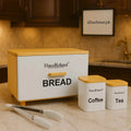 Haus Roland Breadbox With Coffee Tea Jars & Tong