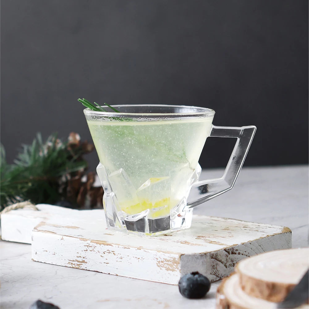 Textured Transparent Glass Tea Cup 155ML 6 Pieces