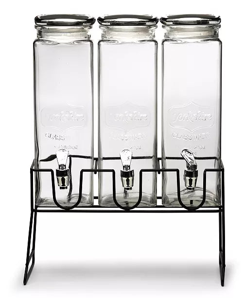 Triple Juice, Cocktail Dispenser With Metal Stand