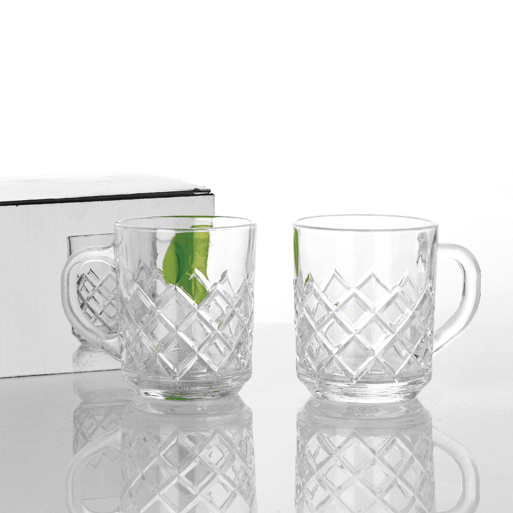 Textured Glass Tea Cup, Mug Set Of 6 Pieces 220ML
