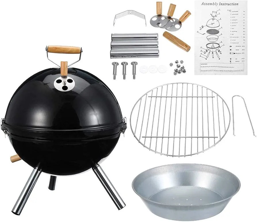 Football Style Charcoal Outdoor BBQ Grill