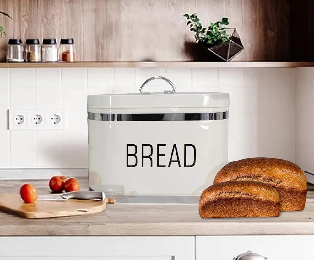 Coffee, Tea, Sugar Jars With Luxury White Breadbox