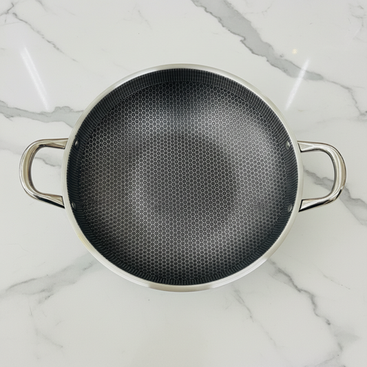 Non-Stick High Quality Heavy Duty Honeycomb Karahi/ Deep Pan For Cooking! (Available in 32CM 36CM) Steel Laser Coated