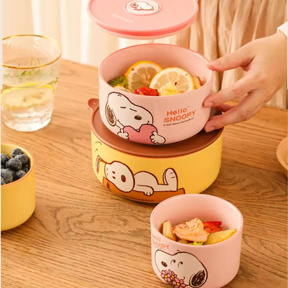 Hello Snoopy Original Food Storage Bowl Set Of 3 PCS