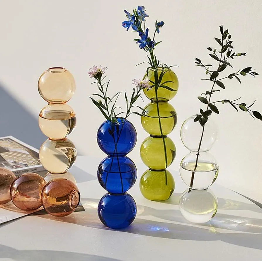 Glass Vase, Simple Table Flower Vase Modern Glass Vase Hydroponic Flower Pot For Home Living Room Table Decoration