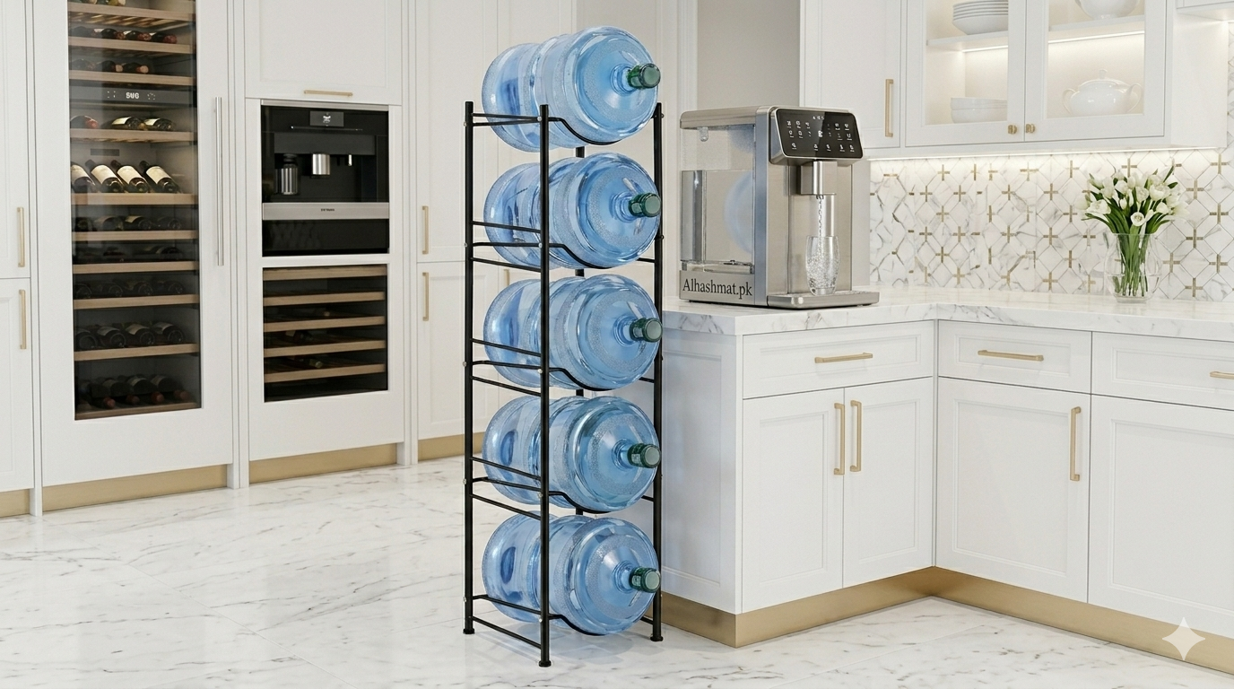 5-Tier Vertical Water Bottle Organizer - Sturdy Metal Design for 5-Gallon