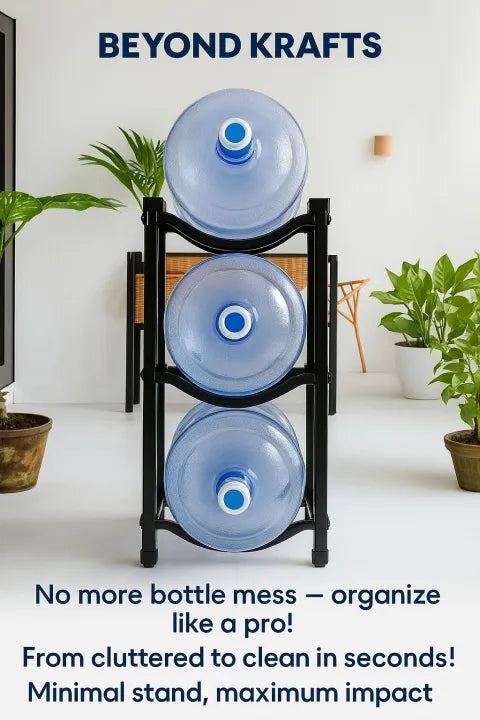 3-Tier Vertical Water Bottle Organizer - Sturdy Metal Design for 5-Gallon