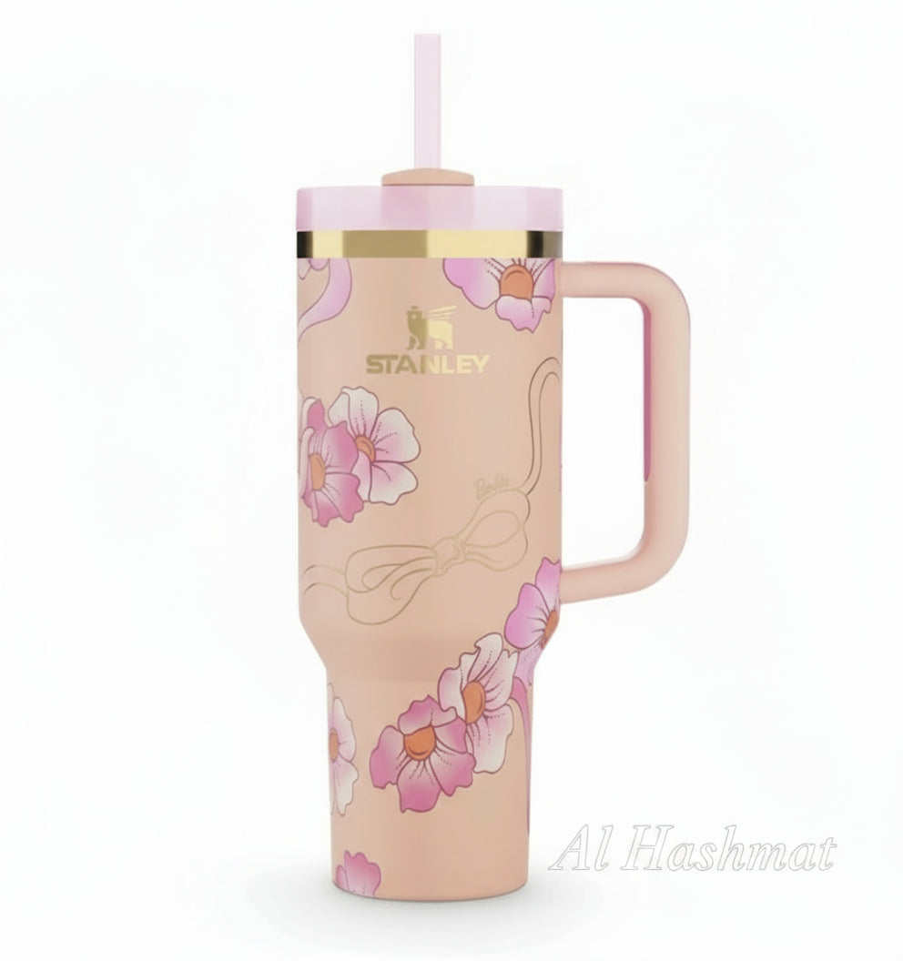 Stanley x Barbie '80s Peaches 'N Cream 40oz Quencher Flowstate Tumbler.