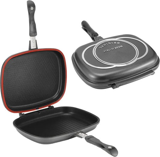 Dessini Double Grill Pan 36cm With Extra Rubber Seal and Magnetic Lock System