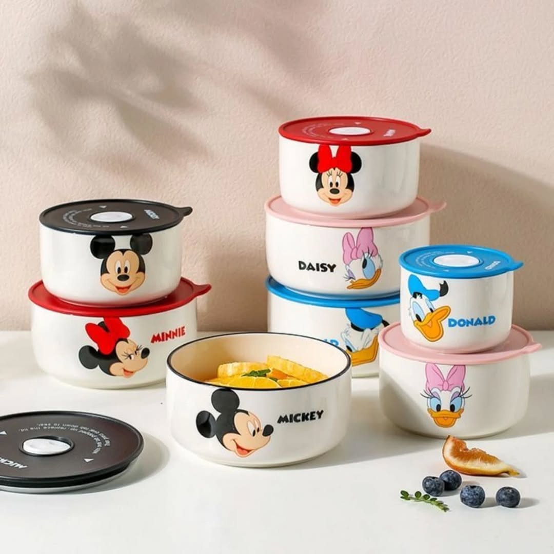 Walt Disney Mickey and Friends Original 3 PCS Ceramic Food Storage Bowls