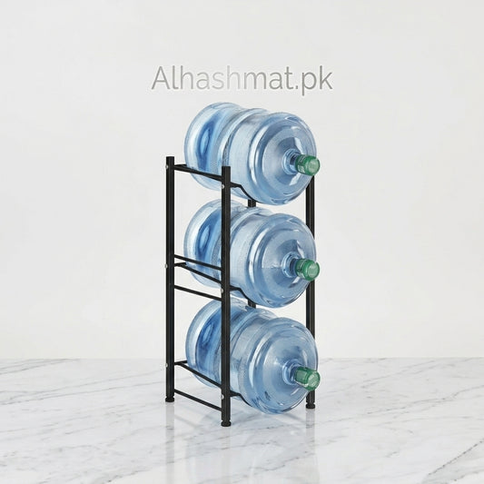 3-Tier Vertical Water Bottle Organizer - Sturdy Metal Design for 5-Gallon