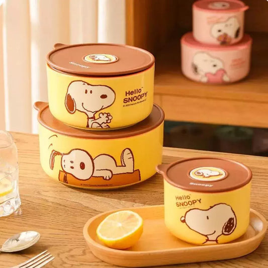 Hello Snoopy Original Food Storage Bowl Set Of 3 PCS