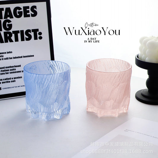 Set of multi-colored glacier pattern frosted glass