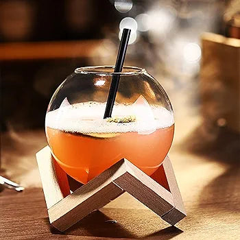 Cocktail Glass With Wooden Stand