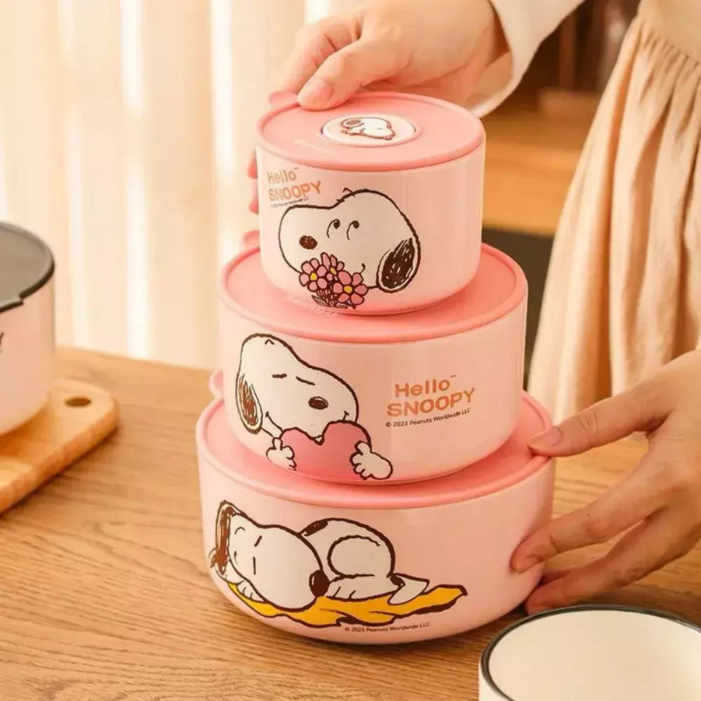 Hello Snoopy Food Storage Ceramic Bowl Set Of 3 PCS