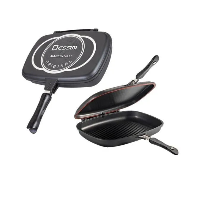 Dessini Double Grill Pan 36cm With Extra Rubber Seal and Magnetic Lock System