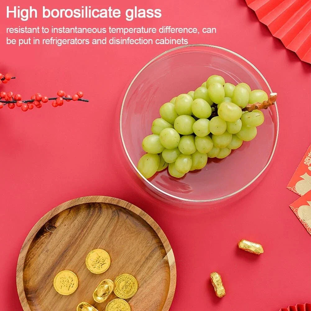 Transparent Glass Serving Box Style Tray With Wooden Lid